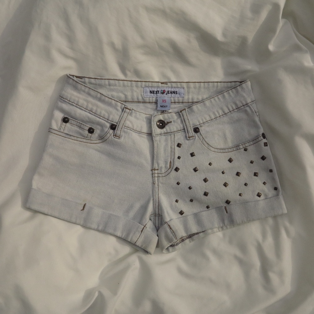 Summer light wash denim shorts